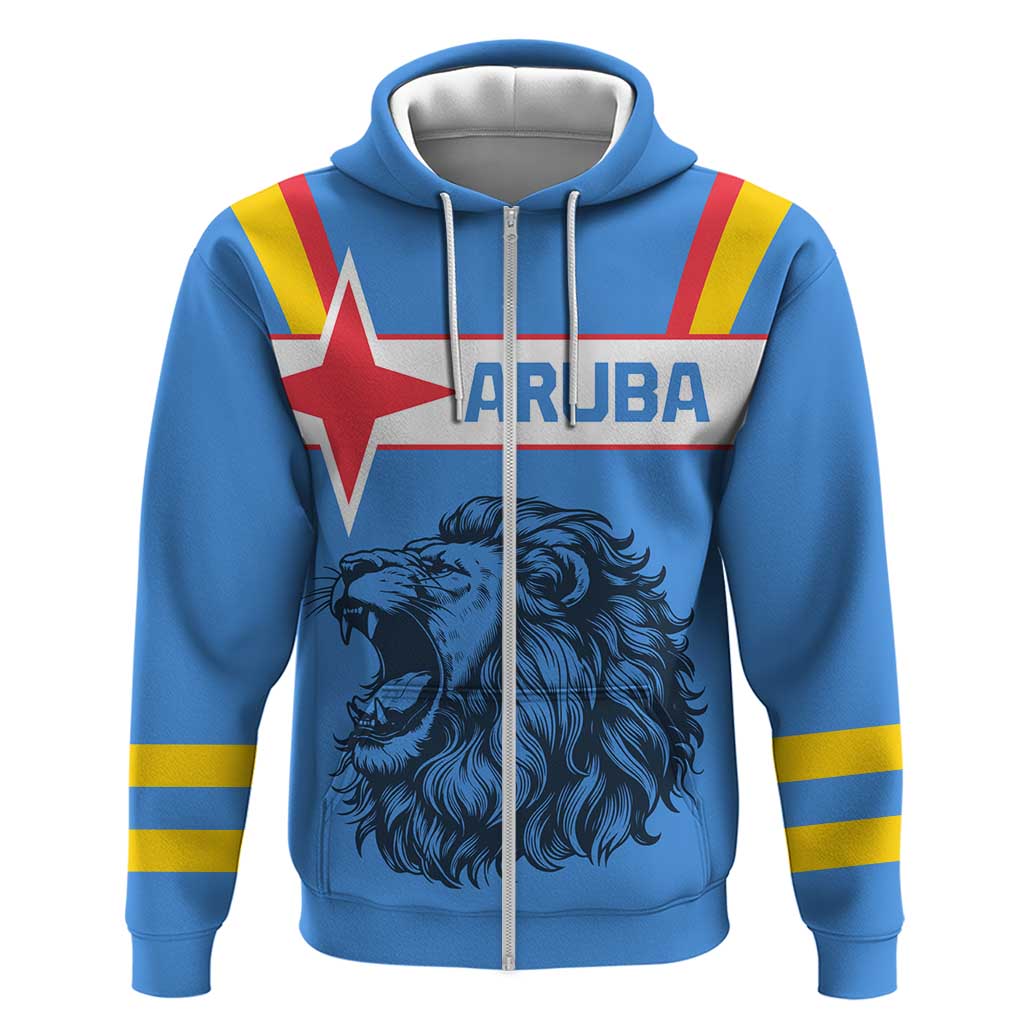 Aruba Zip Hoodie National Emblem Featuring the Lion Symbol - Majestic Design