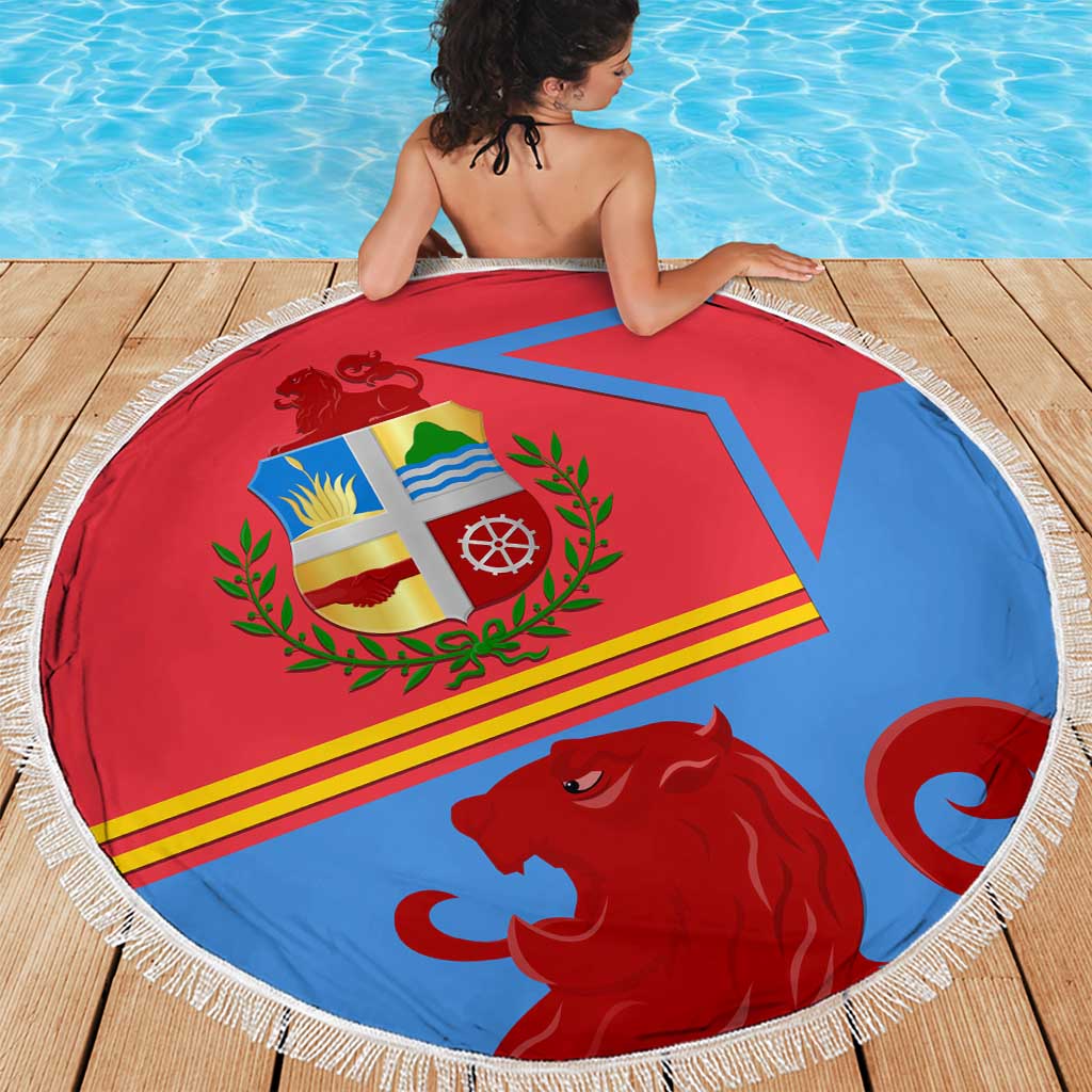 Aruba Flag Beach Blanket Elements Merged with Country's Shape – Unique National Design