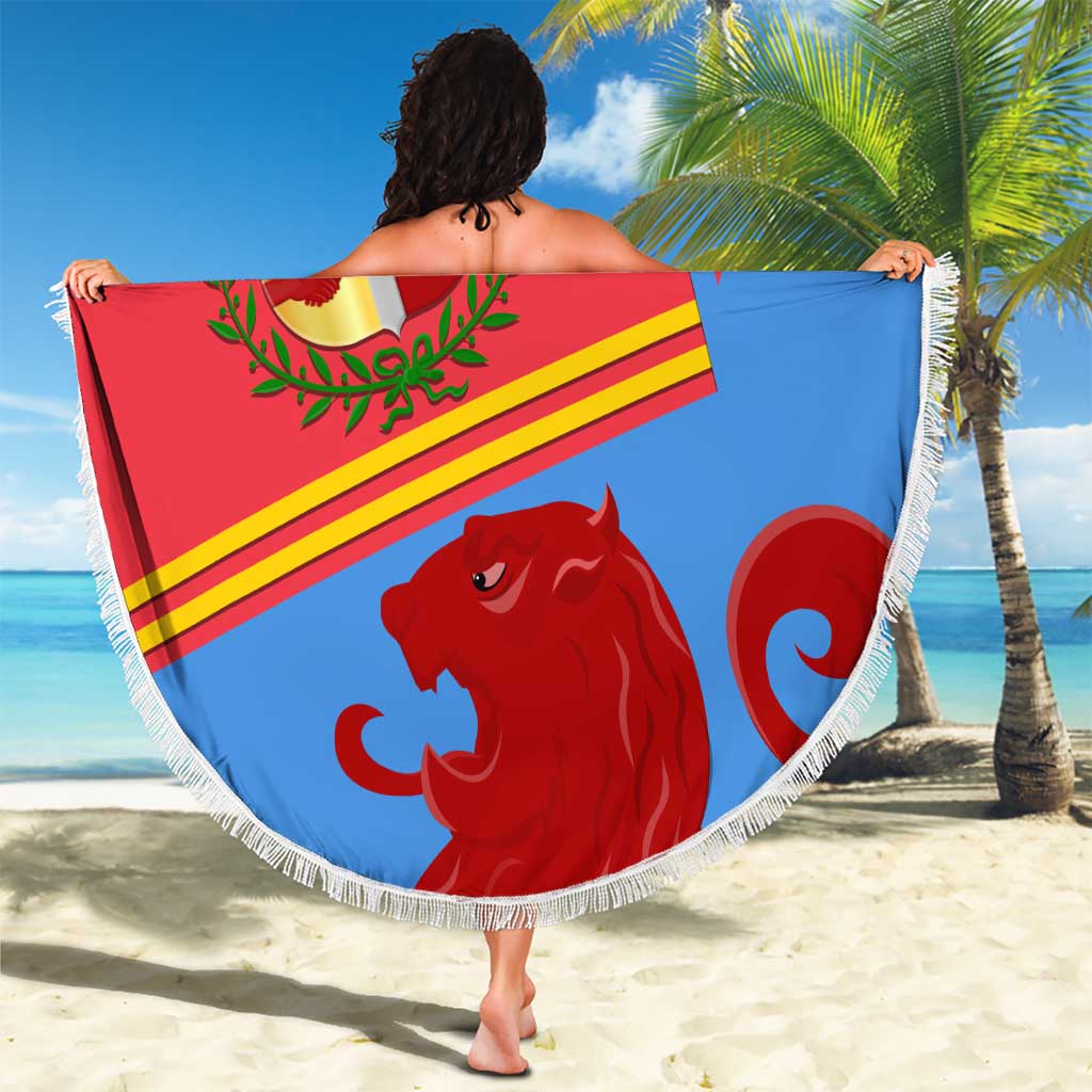 Aruba Flag Beach Blanket Elements Merged with Country's Shape – Unique National Design