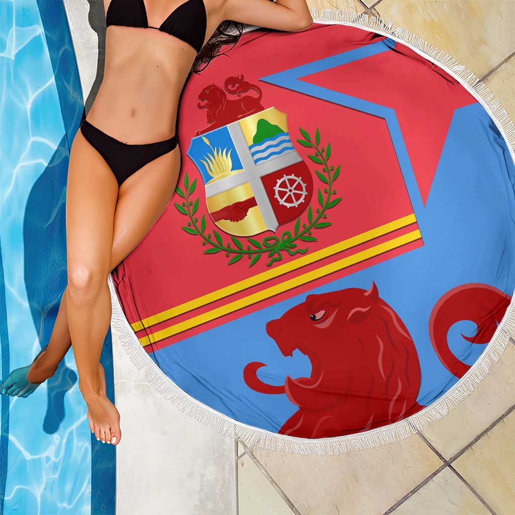 Aruba Flag Beach Blanket Elements Merged with Country's Shape – Unique National Design