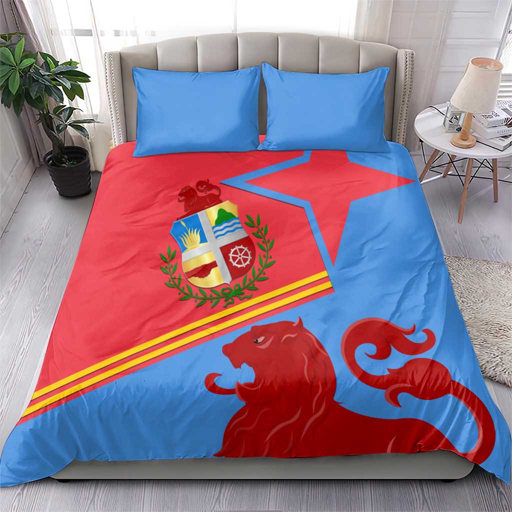 Aruba Flag Bedding Set Elements Merged with Country's Shape – Unique National Design
