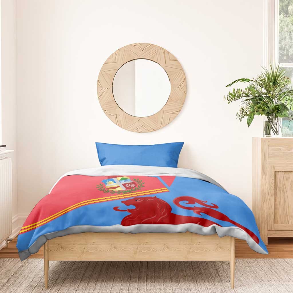 Aruba Flag Bedding Set Elements Merged with Country's Shape – Unique National Design