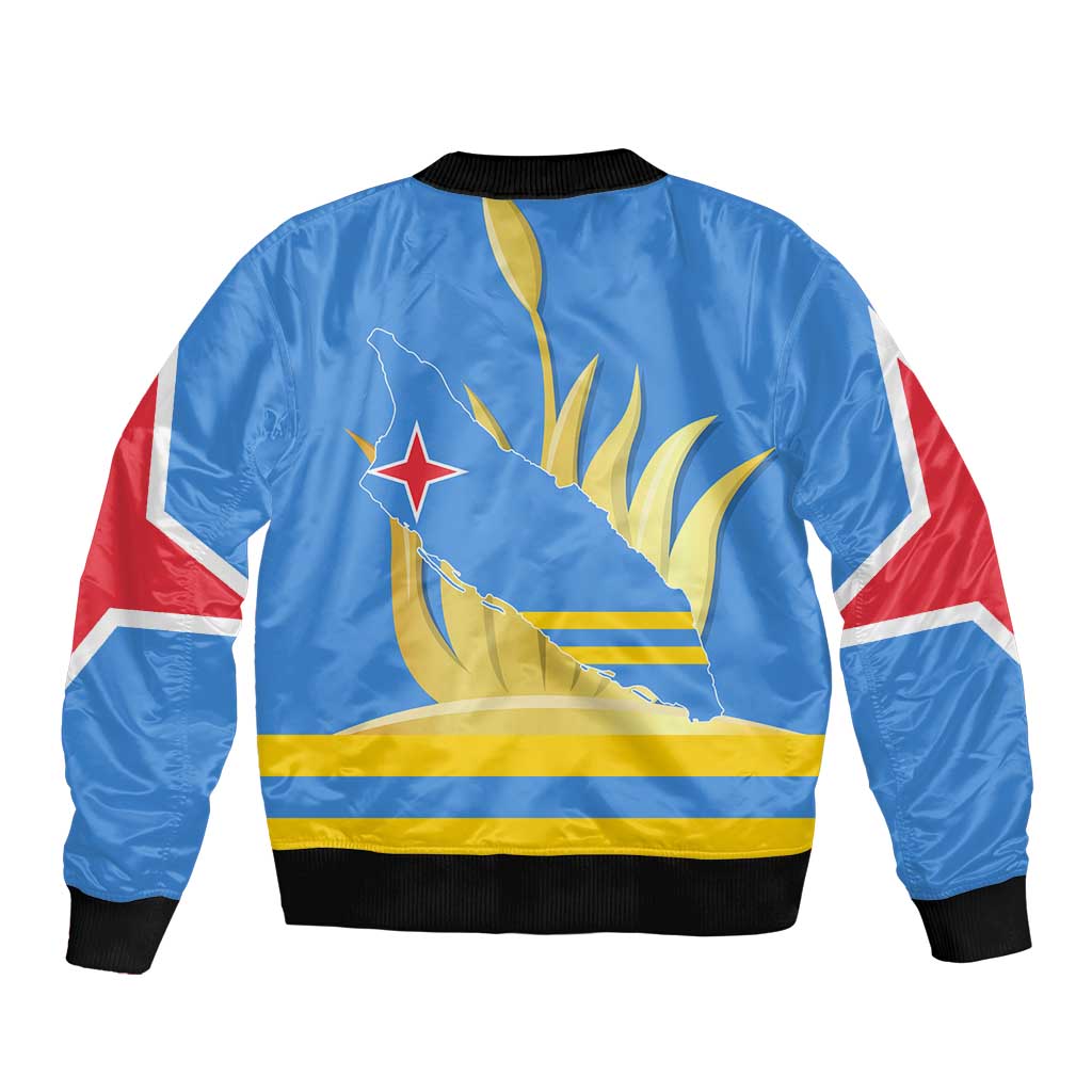 Aruba Flag Bomber Jacket Elements Merged with Country's Shape – Unique National Design