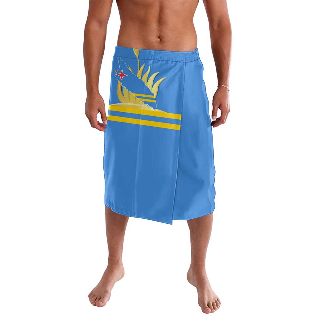 Aruba Flag Lavalava Elements Merged with Country's Shape – Unique National Design