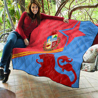 Aruba Flag Quilt Elements Merged with Country's Shape – Unique National Design