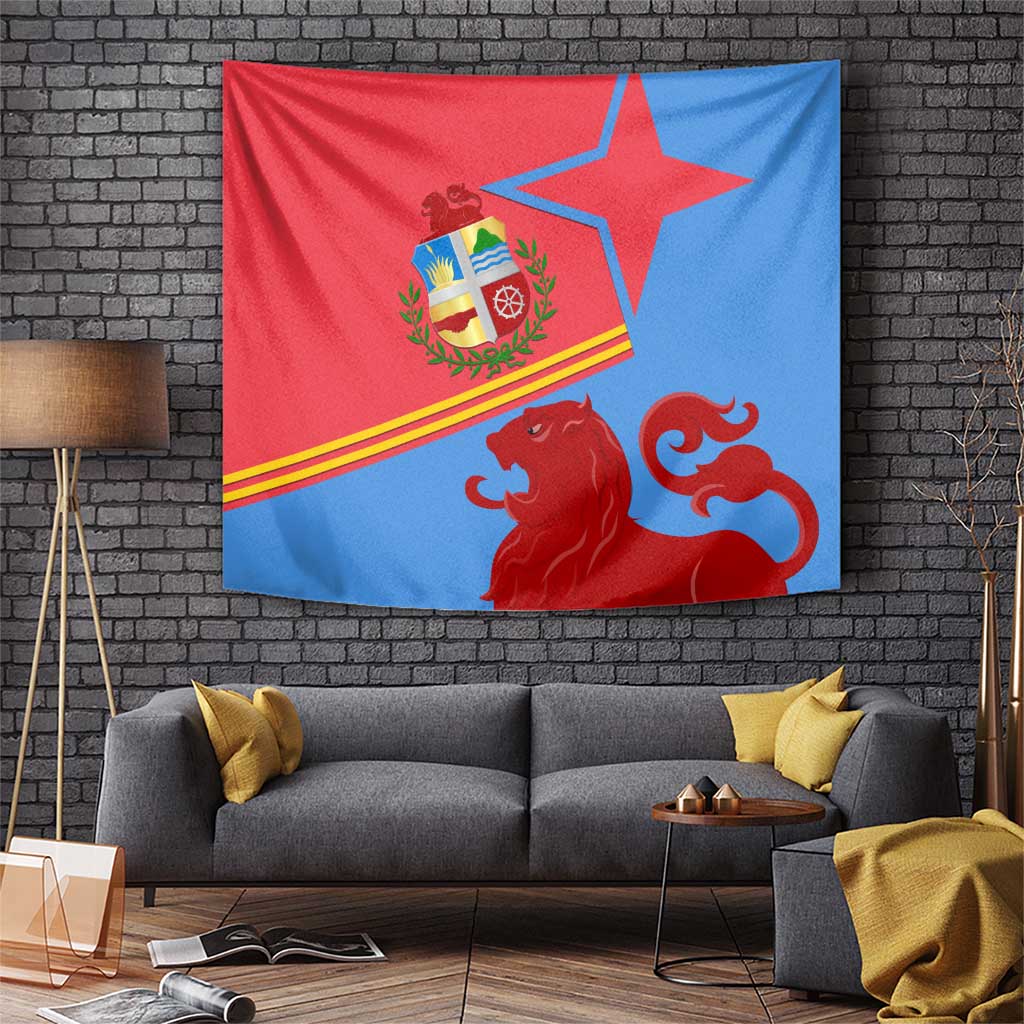 Aruba Flag Tapestry Elements Merged with Country's Shape – Unique National Design