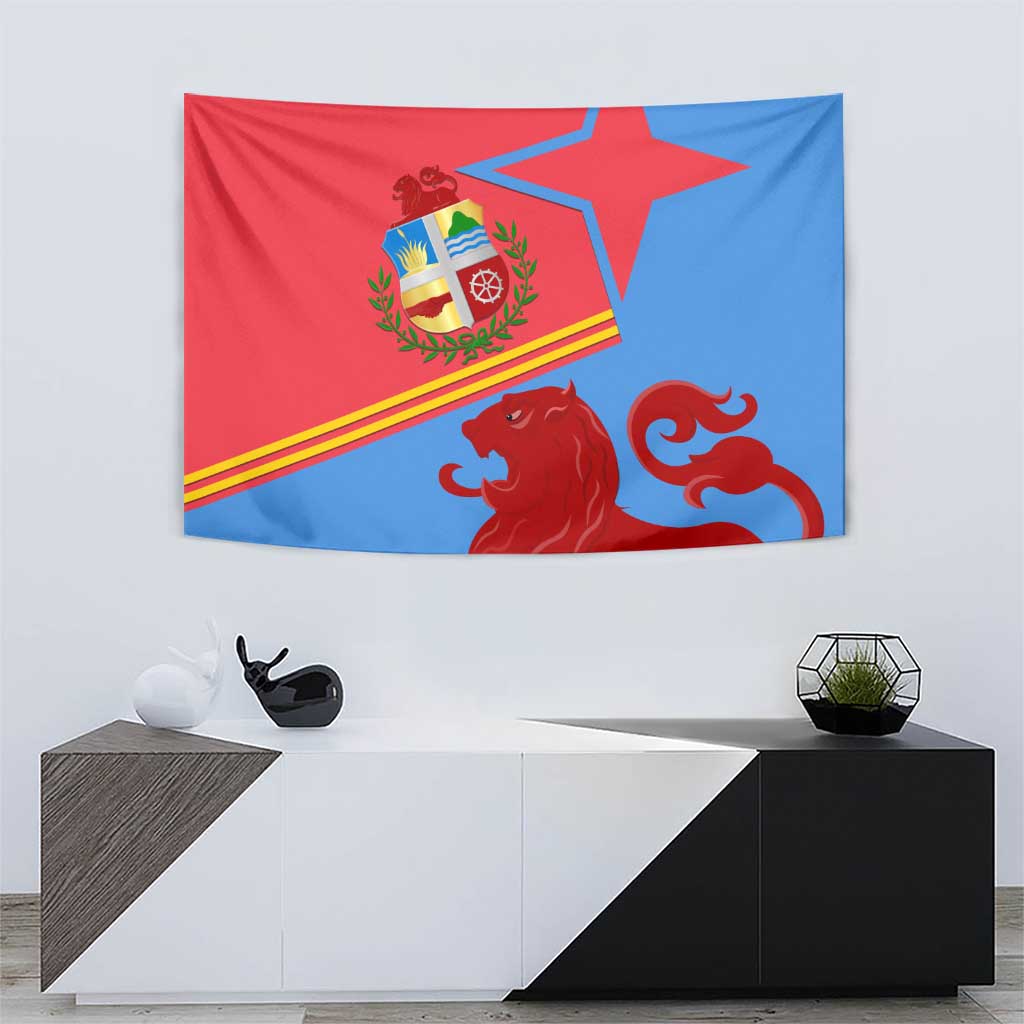 Aruba Flag Tapestry Elements Merged with Country's Shape – Unique National Design