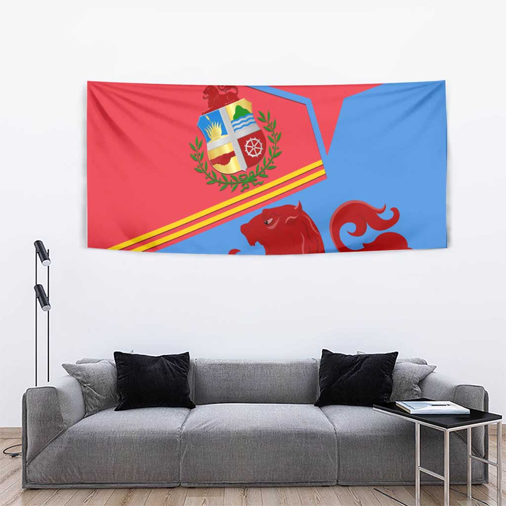 Aruba Flag Tapestry Elements Merged with Country's Shape – Unique National Design