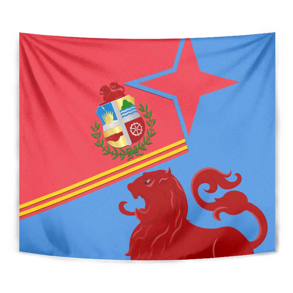Aruba Flag Tapestry Elements Merged with Country's Shape – Unique National Design