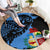 Aruba's Mascot Round Carpet Blended with National Flag Details – Symbolic Design