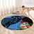 Aruba's Mascot Round Carpet Blended with National Flag Details – Symbolic Design