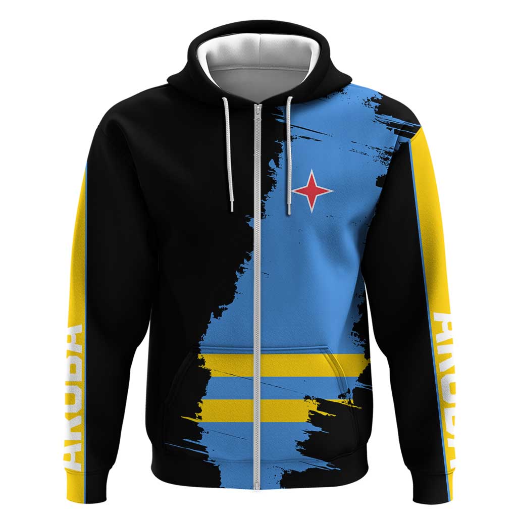 Aruba's Mascot Zip Hoodie Blended with National Flag Details – Symbolic Design