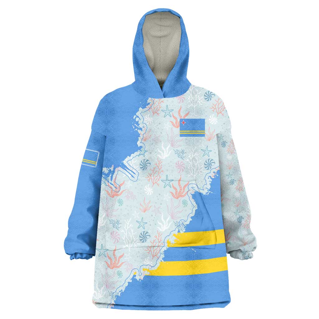 Aruba Wearable Blanket Hoodie with Marine Patterns – Ocean-Inspired Design