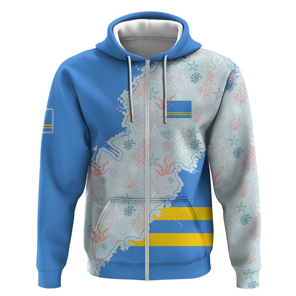 Aruba Zip Hoodie with Marine Patterns – Ocean-Inspired Design