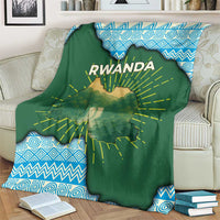 Rwanda Blanket with Green Nature Map Waterfall Sunburst Spirit