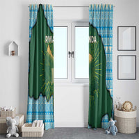 Rwanda Window Curtain with Green Nature Map Waterfall Sunburst Spirit