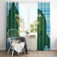 Rwanda Window Curtain with Green Nature Map Waterfall Sunburst Spirit