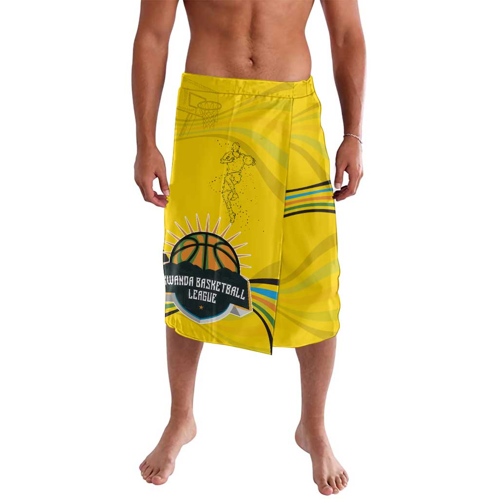 Rwanda Lavalava with Basketball League Court Hoop Yellow Wave Spirit