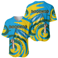 Rwanda Baseball Jersey with Imigongo Spiraling Flag Hand Wave Time Spirit