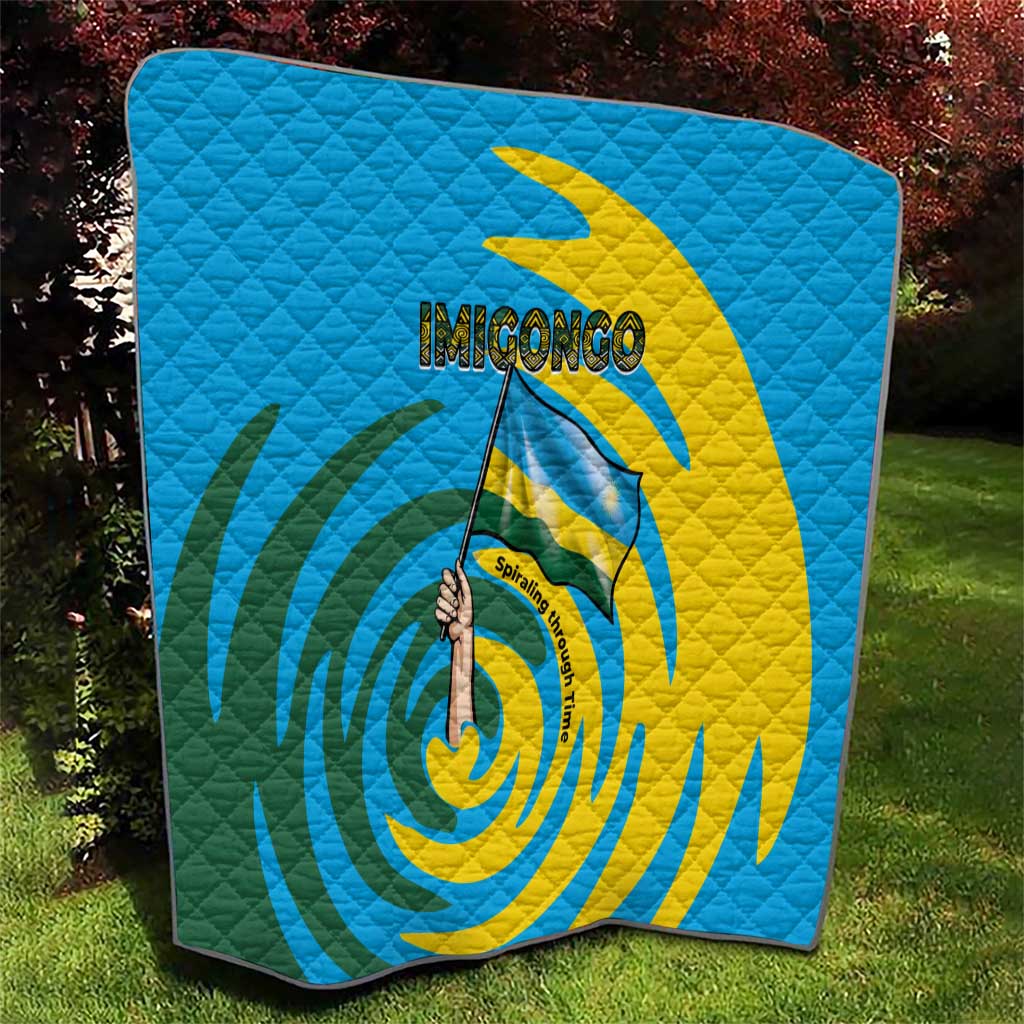 Rwanda Quilt with Imigongo Spiraling Flag Hand Wave Time Spirit