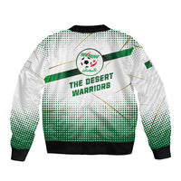 Algeria Soccer Bomber Jacket with Desert Warriors Text and National Flag Design