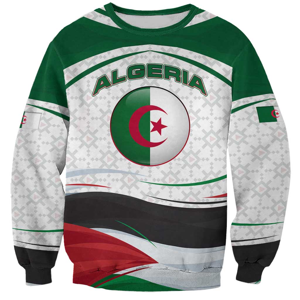 Unisex Algeria sweatshirt with circular flag emblem and ALGERIA graphic