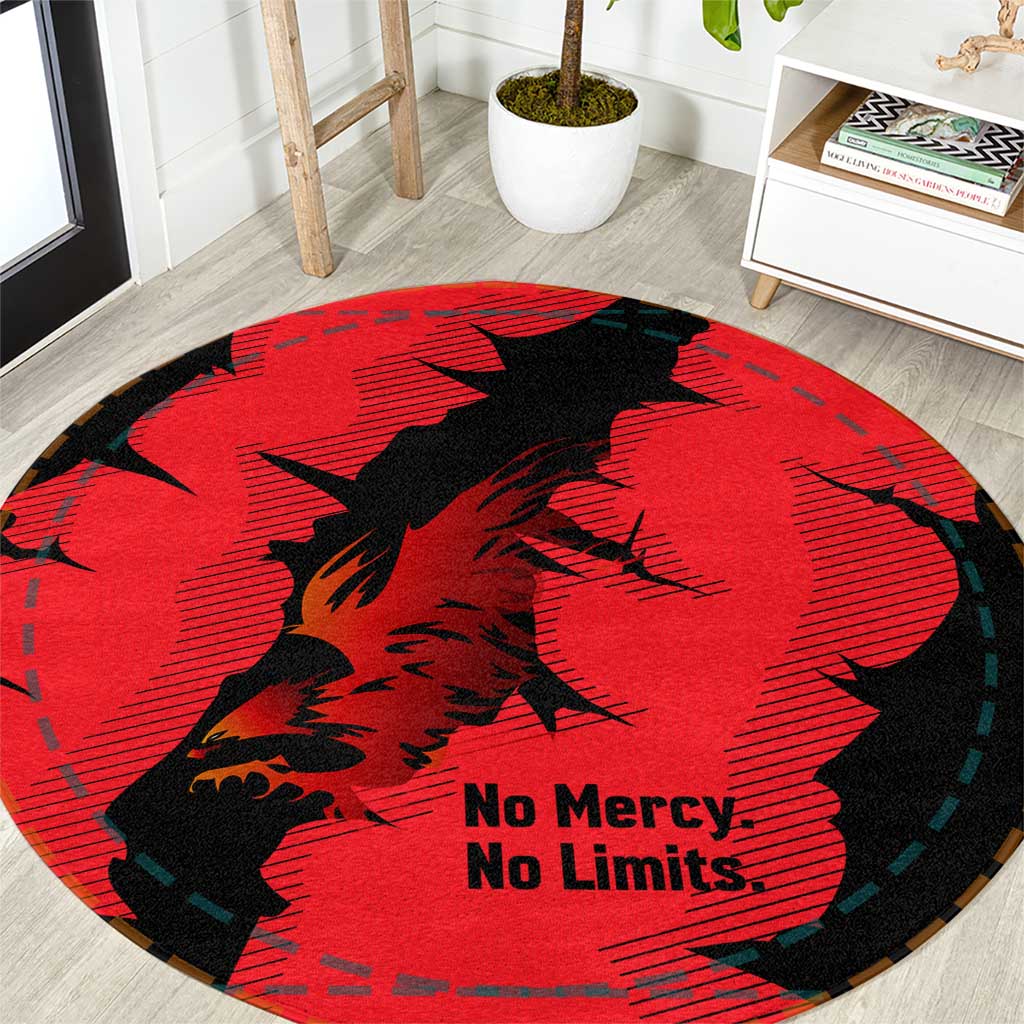 Slovakia Round Carpet with Red Black Falcon Claw No Mercy Spirit