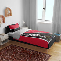 Trinidad and Tobago Flag Crest Design Bedding Set with Bold Red Black Diagonal Layout - Wonder Print Shop