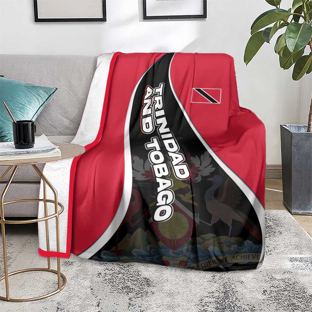 Trinidad and Tobago Flag Crest Design Blanket with Bold Red Black Diagonal Layout - Wonder Print Shop