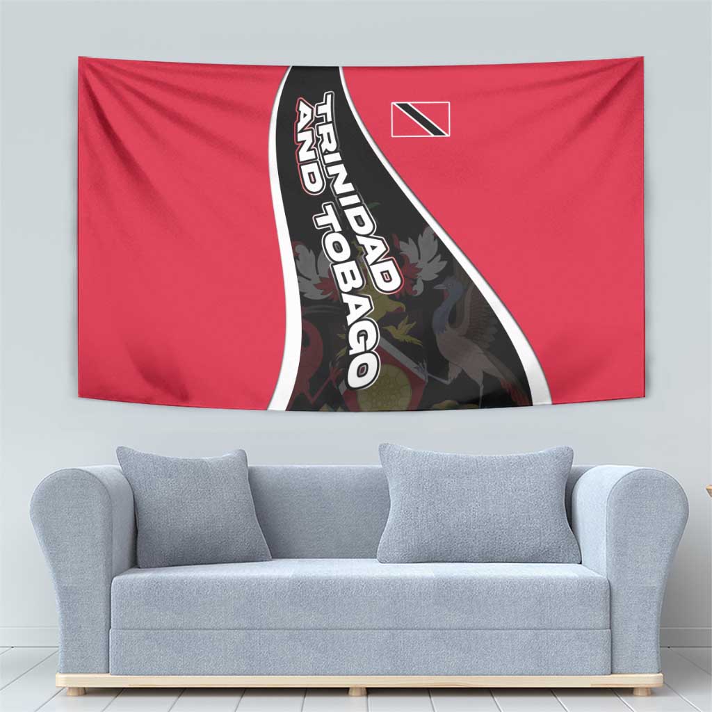 Trinidad and Tobago Flag Crest Design Tapestry with Bold Red Black Diagonal Layout - Wonder Print Shop