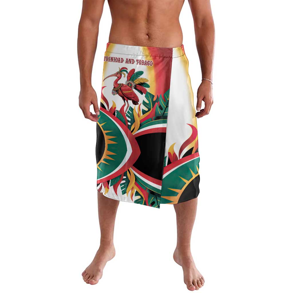 Trinidad and Tobago Scarlet Ibis Lavalava with Tropical Leaves and National Flag Design TS04