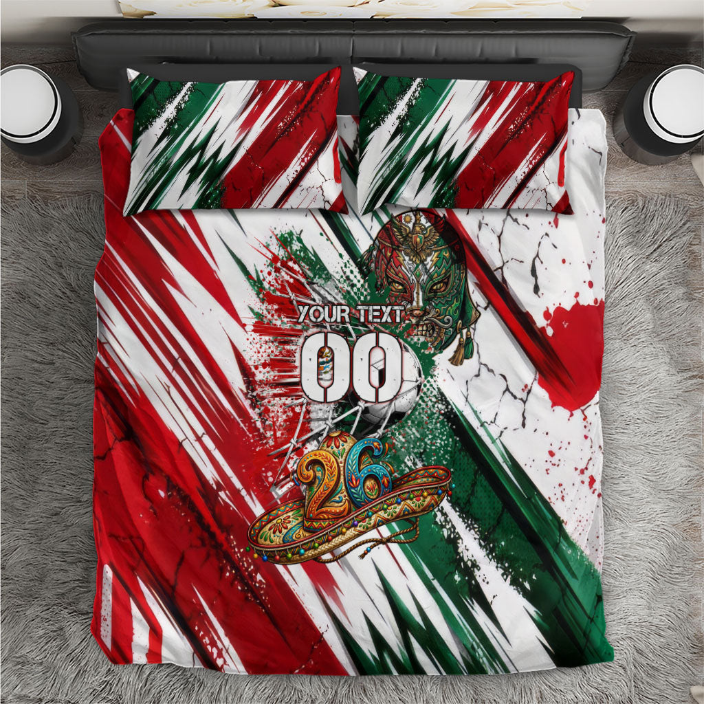 Personalized Mexico Football Ganadores Bedding Set Aztec Jaguar Cultural Heritage Soccer Art