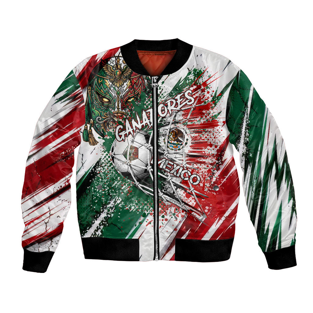 Personalized Mexico Football Ganadores Bomber Jacket Aztec Jaguar Cultural Heritage Soccer Art