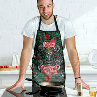 Mexico Football Golden Eagle Champions Apron Aztec Geometric Pattern Red Rose