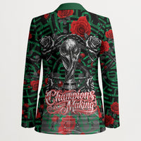 Mexico Football Golden Eagle Champions Blazer Aztec Geometric Pattern Red Rose