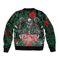 Mexico Football Golden Eagle Champions Bomber Jacket Aztec Geometric Pattern Red Rose