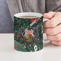 Mexico Football Golden Eagle Champions Ceramic Mug Aztec Geometric Pattern Red Rose