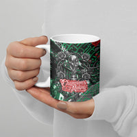 Mexico Football Golden Eagle Champions Ceramic Mug Aztec Geometric Pattern Red Rose