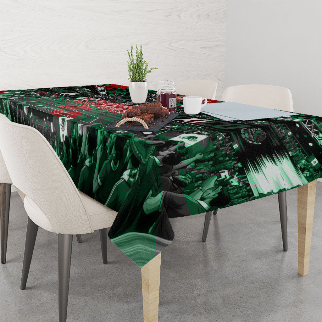 Mexico Football Golden Eagle Champions Tablecloth Aztec Geometric Pattern Red Rose