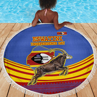 Eswatini Independence Day Beach Blanket Sable Antelope - Aloe Succulent - Flag Shield