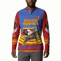Eswatini Independence Day Button Sweatshirt Sable Antelope - Aloe Succulent - Flag Shield