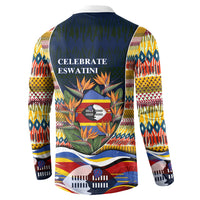 Eswatini Independence Day Button Sweatshirt Freedom Pride - Lion Elephant - Strelitzia Flowers