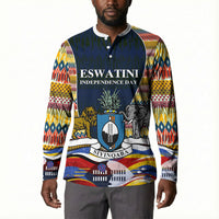 Eswatini Independence Day Button Sweatshirt Freedom Pride - Lion Elephant - Strelitzia Flowers