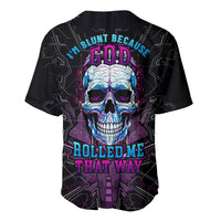 Black baseball jersey with colorful skull graphic and purple digital circuit patterns