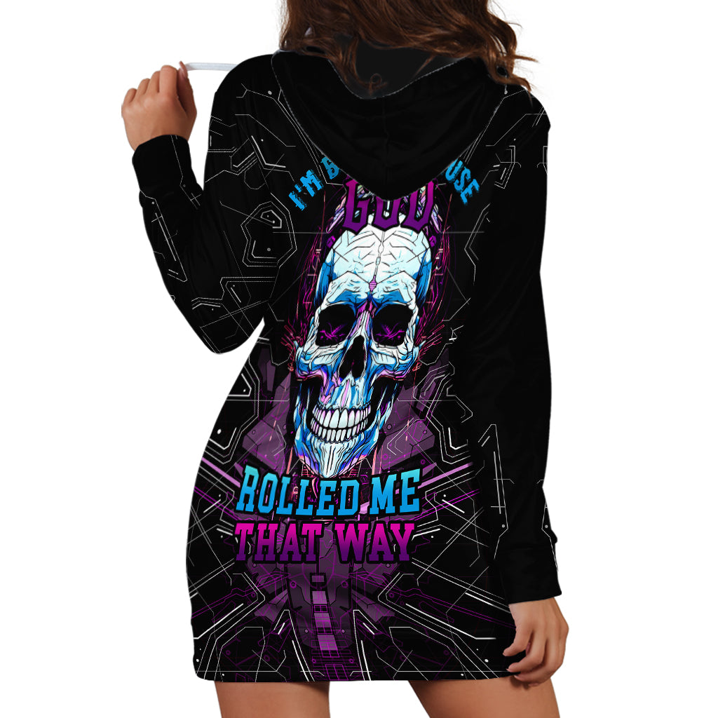 Technology Skull Hoodie Dress I'm blunt because God rolled me that way - Wonder Print Shop