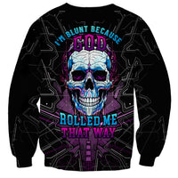 Black unisex sweatshirt with neon skull graphic and geometric circuit pattern