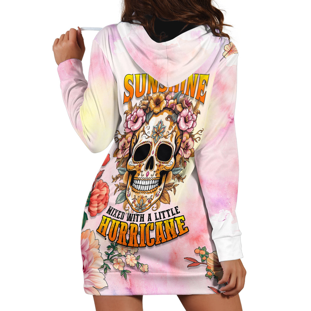 Flower Skull Hoodie Dress She Is Sunshine Mixed With A Little Hurricane - Wonder Print Shop