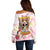 Flower Skull Off Shoulder Sweater She Is Sunshine Mixed With A Little Hurricane - Wonder Print Shop