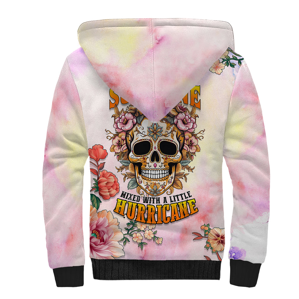 Flower Skull Sherpa Hoodie She Is Sunshine Mixed With A Little Hurricane - Wonder Print Shop