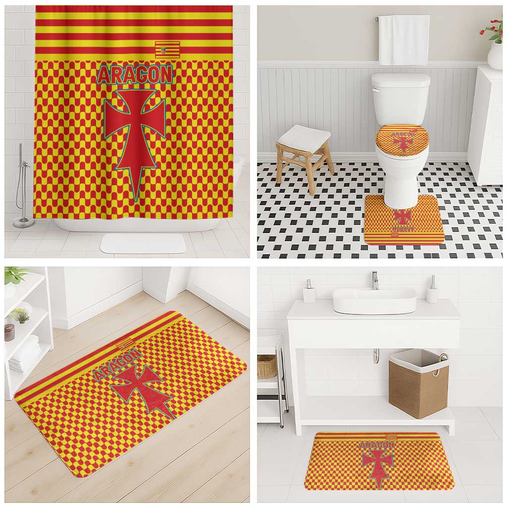Aragon Flag Bathroom Set Autonomous Community of Spain - Wonder Print Shop